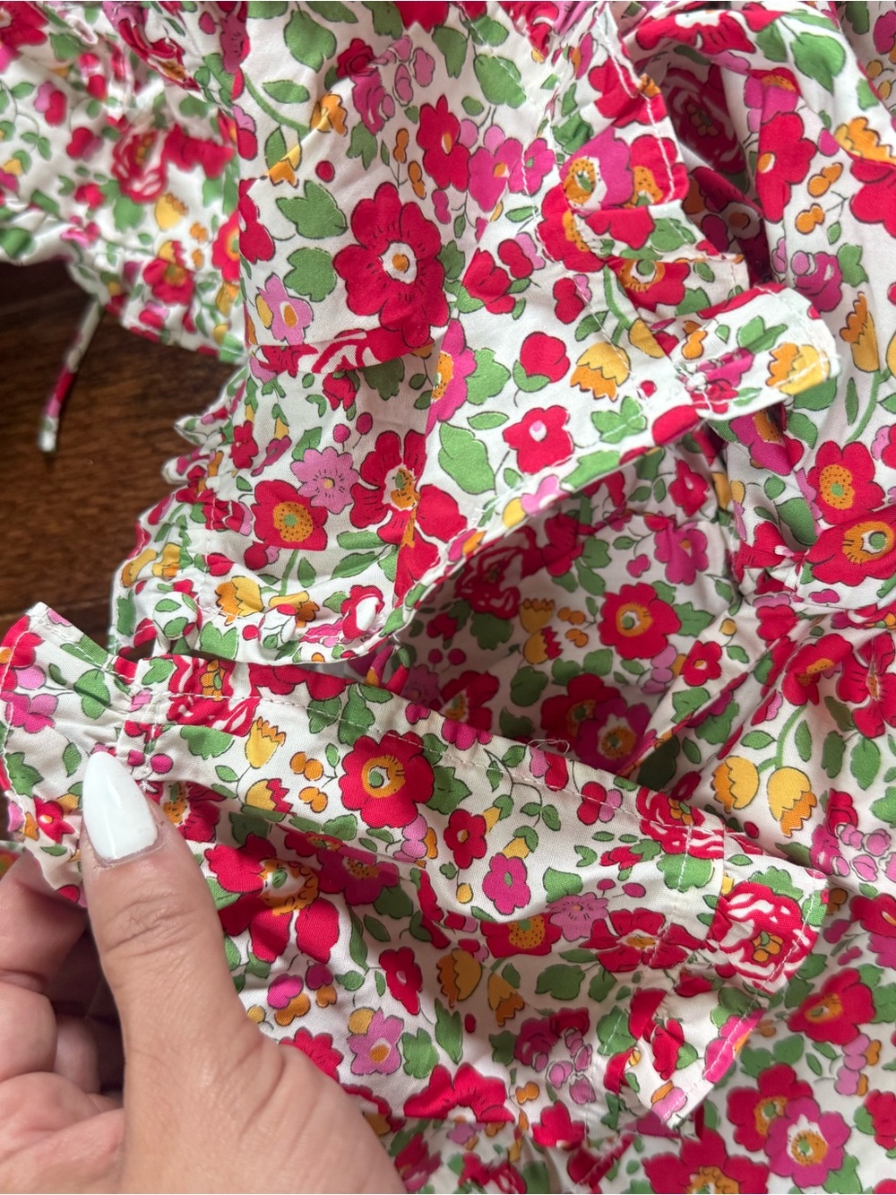For Love & Lemons Pink and Green Floral Tie-Detail Bikini Top - Picture 3 of 7